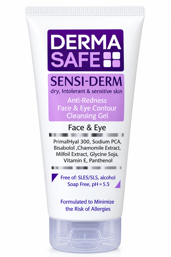 ژل شستشوی صورت و دور چشم درماسیف Sensi-Derm حجم 150 میلیلیتر | مناسب پوست خشک و حساس
